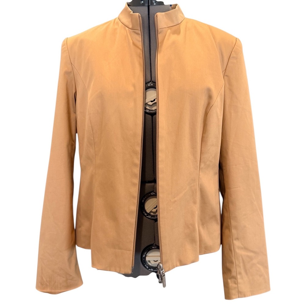 The Limited Stretch Camel Gold Zip Up Mock Neck Jacket Blazer Womens Large L - Picture 4 of 9